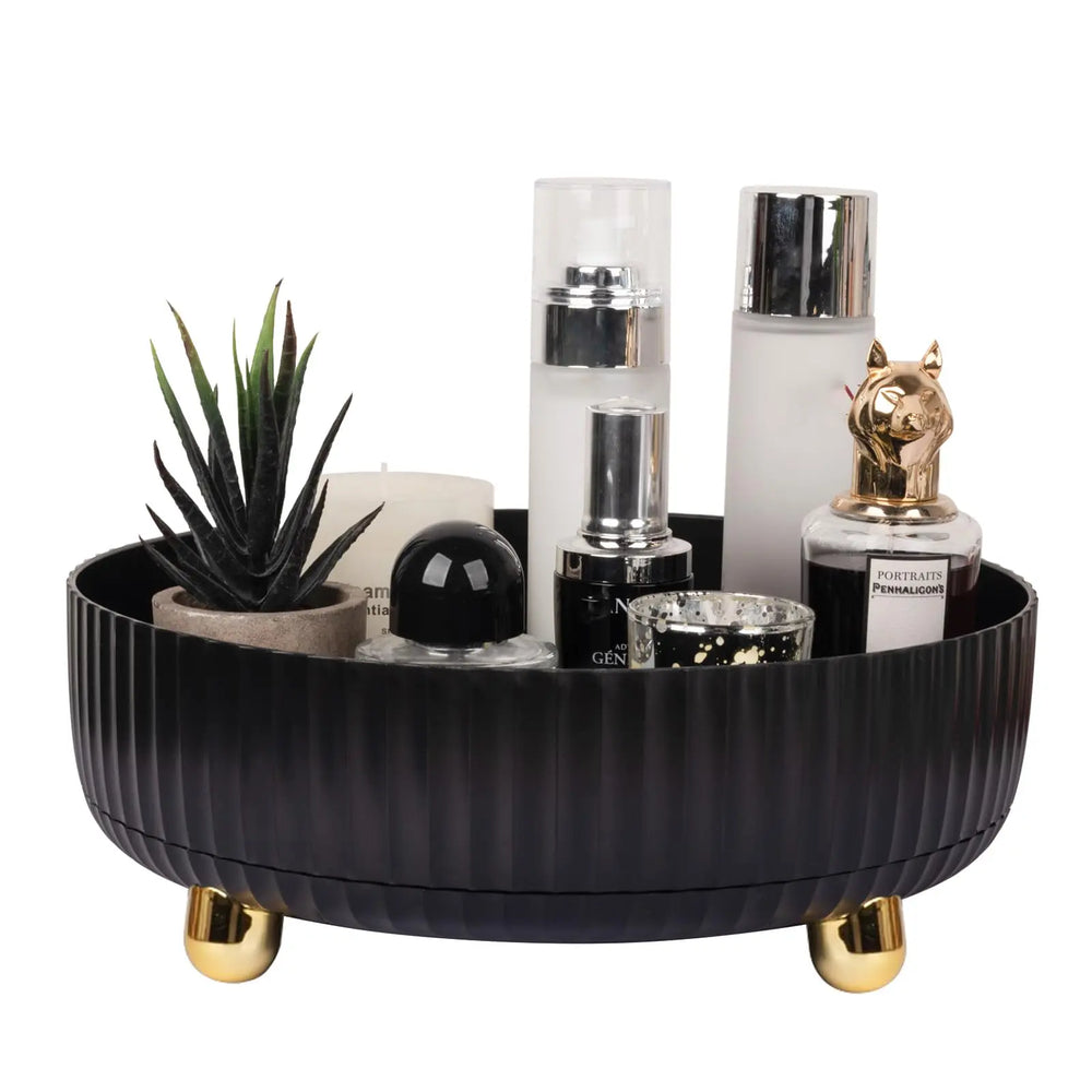 Non-Slip 360° Spinning Cosmetic Tray, Vanity Organizer for Countertop - Rotating Perfume & Makeup Brush Holder, Multifunctional Storage for Bathroom, Kitchen, Office Desk