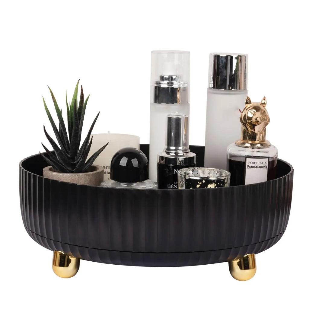 Non-Slip 360° Spinning Cosmetic Tray, Vanity Organizer for Countertop - Rotating Perfume & Makeup Brush Holder, Multifunctional Storage for Bathroom, Kitchen, Office Desk