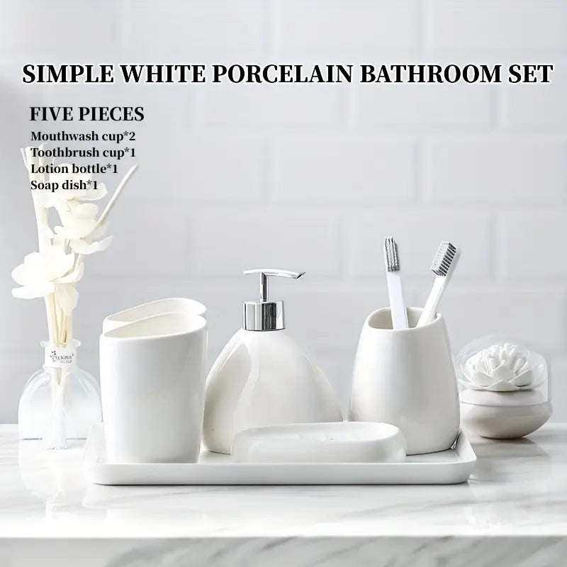 Luxury Bathroom Accessories Set, 4/5 Counts Including Toothbrush Holder, Soap Dispenser, Toothbrush Cup, Soap Dish, Bathroom Accessories