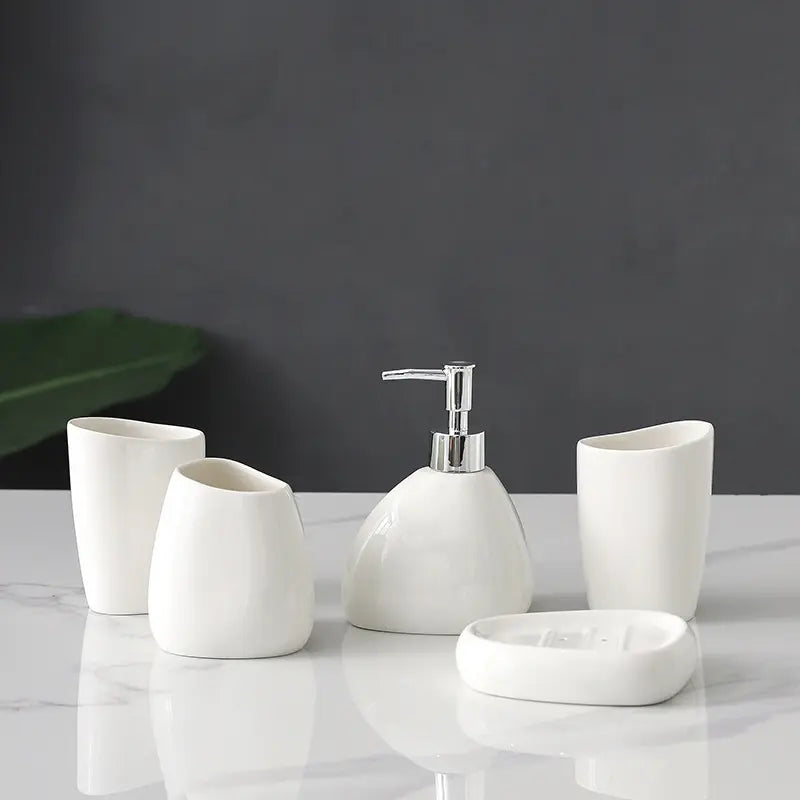 Luxury Bathroom Accessories Set, 4/5 Counts Including Toothbrush Holder, Soap Dispenser, Toothbrush Cup, Soap Dish, Bathroom Accessories