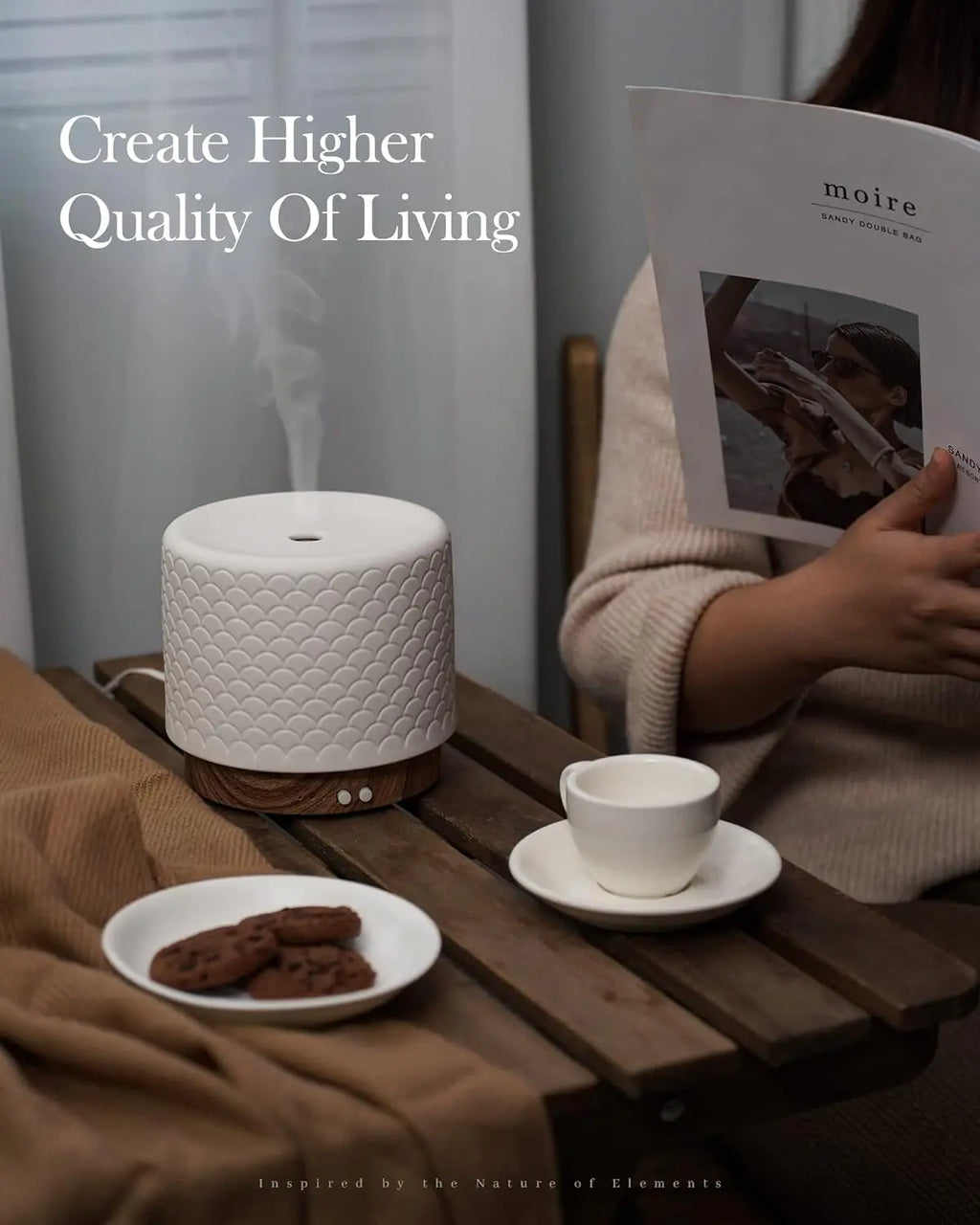 ONABOVIVA Essential Oil Diffuser, Ceramic Diffuser for Essential Oil