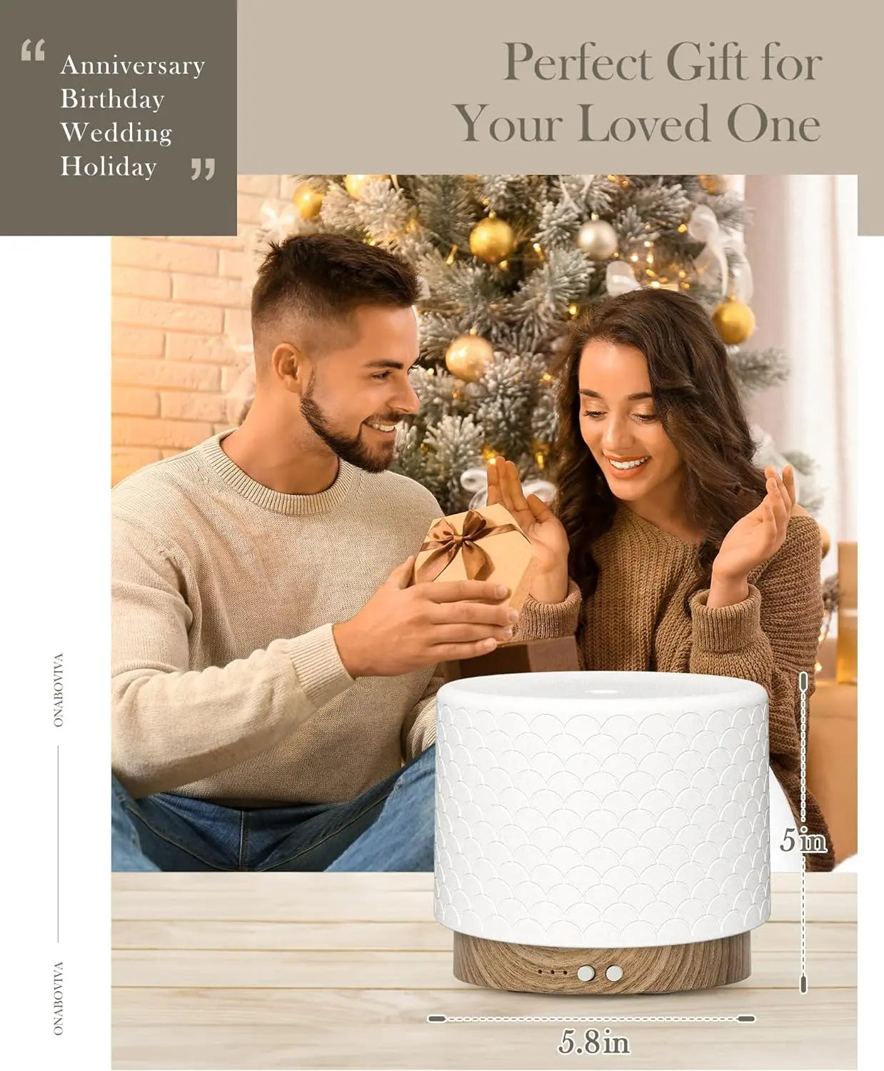 ONABOVIVA Essential Oil Diffuser, Ceramic Diffuser for Essential Oil