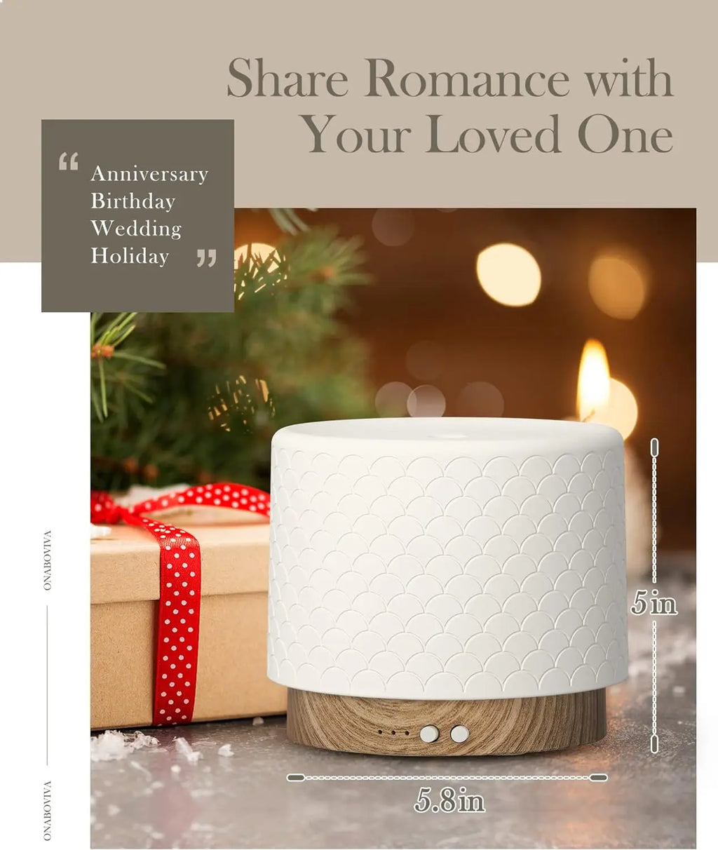 ONABOVIVA Essential Oil Diffuser, Ceramic Diffuser for Essential Oil