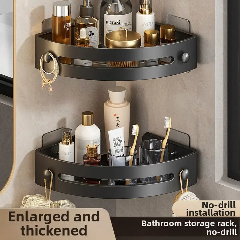 2-3-Pack Gun Gray ABS Triangular Suction Cup Shower Caddy 3-Tier Corner Shelves No Drilling Bathroom Organizer 40Lbs Load Capacity Towels Hook Toiletries Storage Rack Bathroom Accessories Set