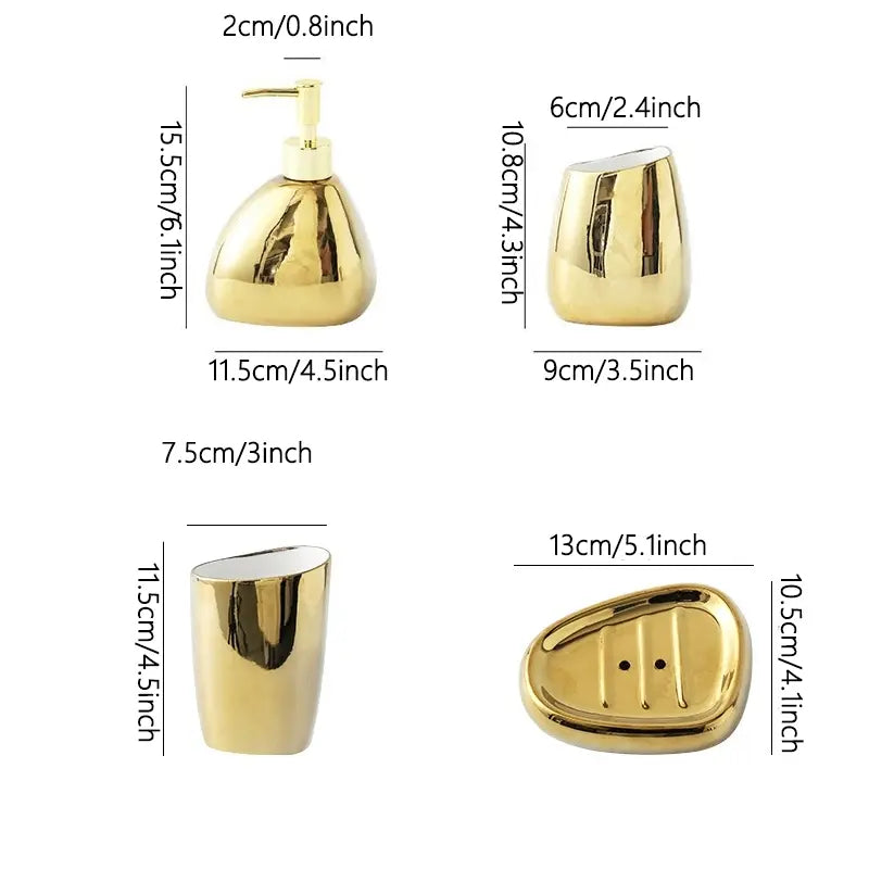 Luxury Bathroom Accessories Set, 4/5 Counts Including Toothbrush Holder, Soap Dispenser, Toothbrush Cup, Soap Dish, Bathroom Accessories