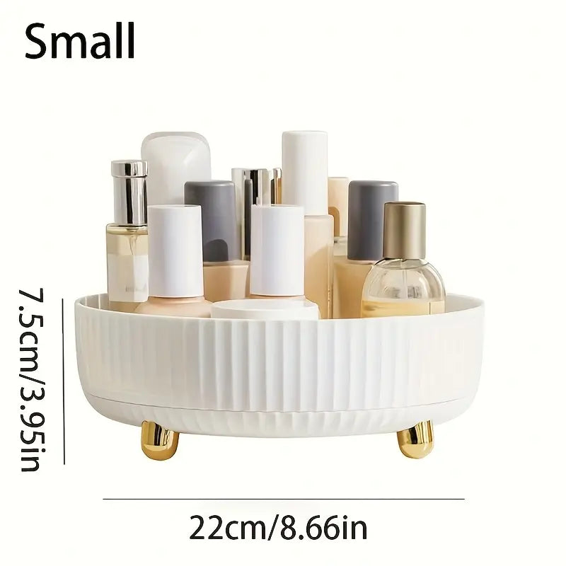 Non-Slip 360° Spinning Cosmetic Tray, Vanity Organizer for Countertop - Rotating Perfume & Makeup Brush Holder, Multifunctional Storage for Bathroom, Kitchen, Office Desk